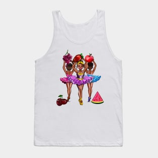 3 African American melanin queen ballerinas dancing with fruit love to dance ballet Tank Top